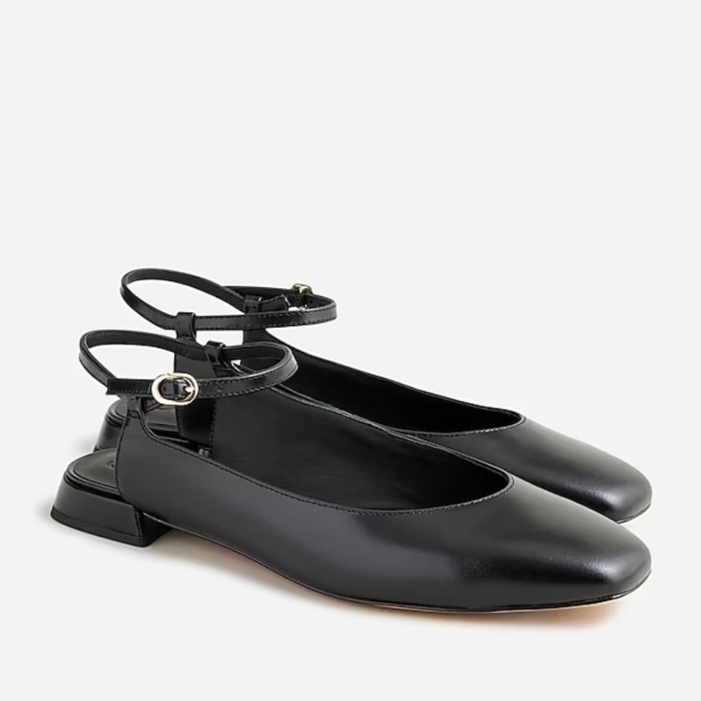 J. Crew Ankle Strap Flats in Leather